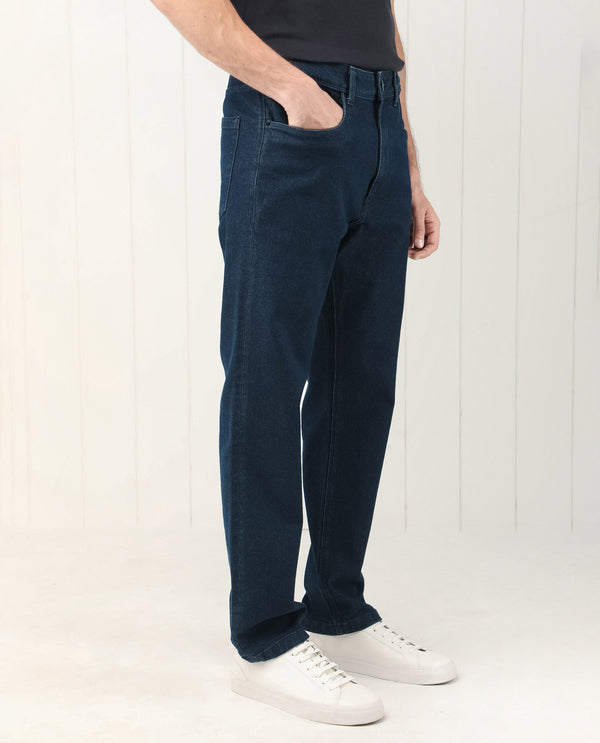 Rare Rabbit Men's Lyon Dark Navy Dark Wash Mid-Rise Regular Fit Jeans