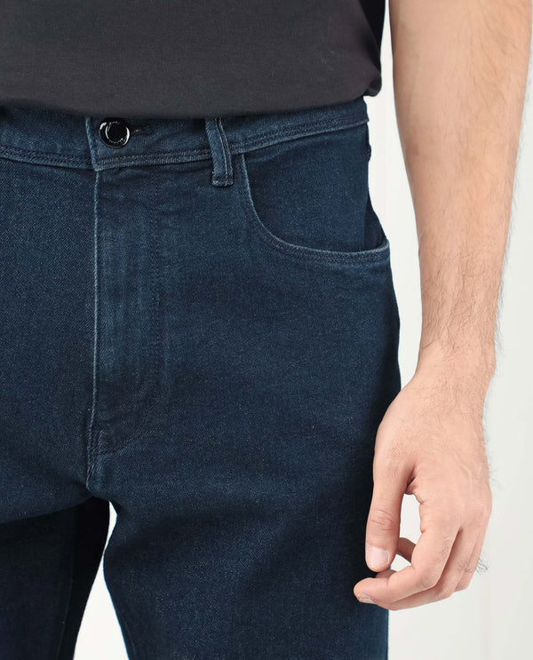Rare Rabbit Men's Lyon Dark Navy Dark Wash Mid-Rise Regular Fit Jeans