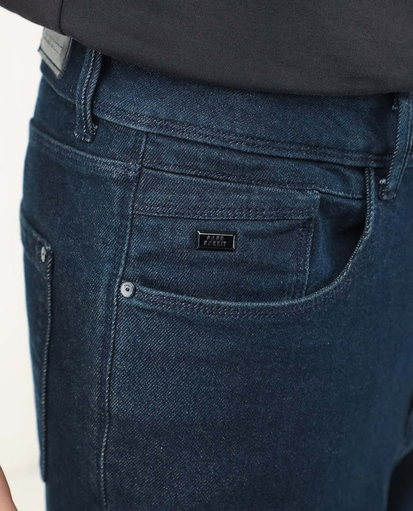 Rare Rabbit Men's Lyon Dark Navy Dark Wash Mid-Rise Regular Fit Jeans
