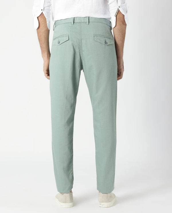 Rare Rabbit Men's Lyte Green Trouser Solid Mid-Rise Regular Fit Lightweight Trouser