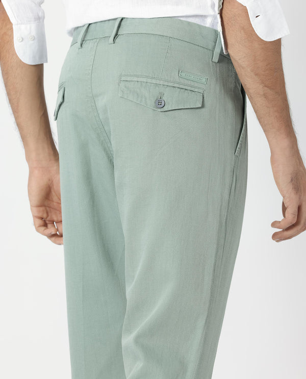 Rare Rabbit Men's Lyte Green Trouser Solid Mid-Rise Regular Fit Lightweight Trouser