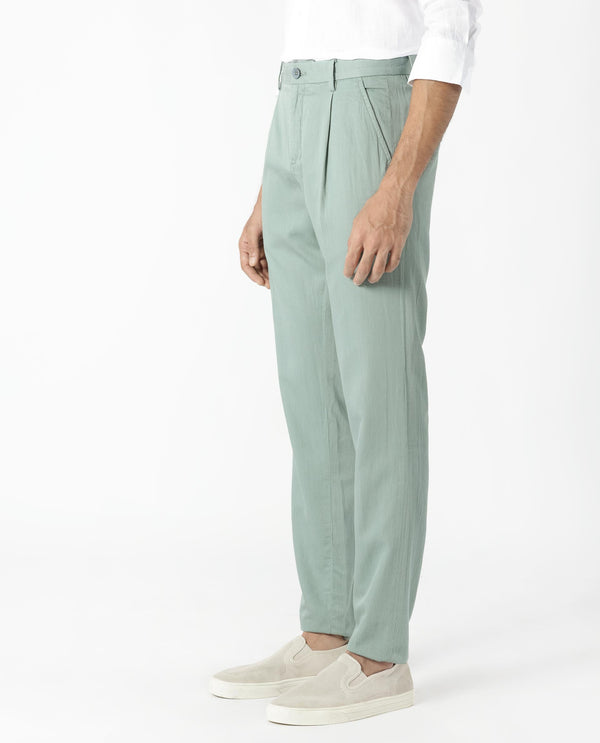 Rare Rabbit Men's Lyte Green Trouser Solid Mid-Rise Regular Fit Lightweight Trouser