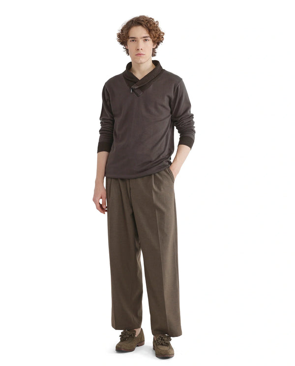 Rare Rabbit Men's Lyzo Brown Full Sleeve Contrasting Cowl Neck Regular Fit Plain Sweater