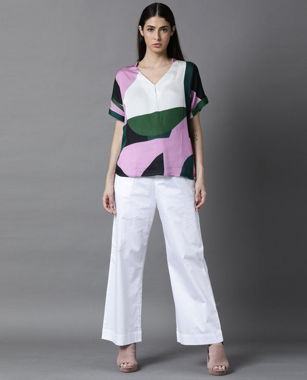 Rareism Women Poy White Trousers Solid