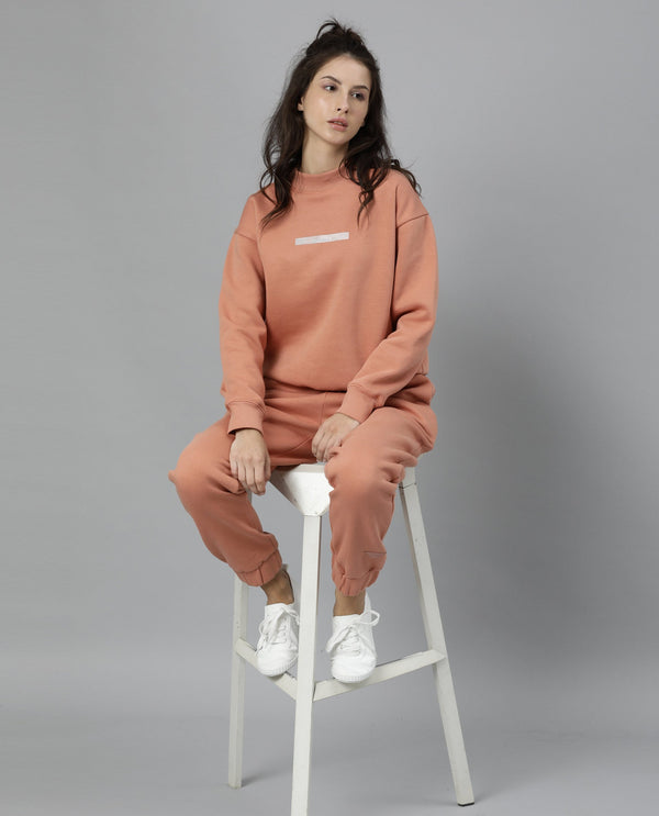 Rareism Women Neo-1 Orange Poly Cotton Fabric Tailored Fit Solid Mid Rise Ankle Length Track Pant