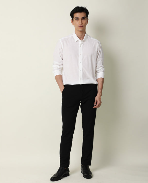 Rare Rabbit Men's Villas White Cotton Fabric Full Sleeves Solid Shirt