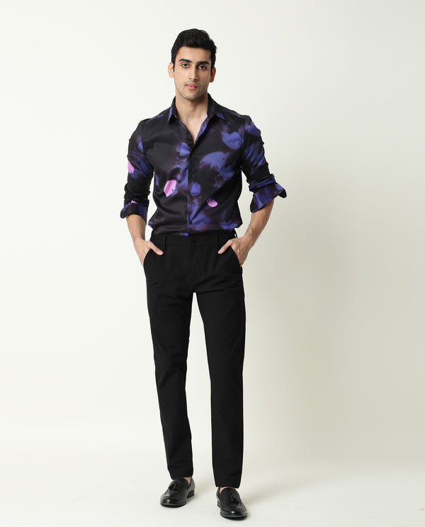 Rare Rabbit Men's Toforo Black Cotton Fabric Full Sleeves Abstract Print Shirt