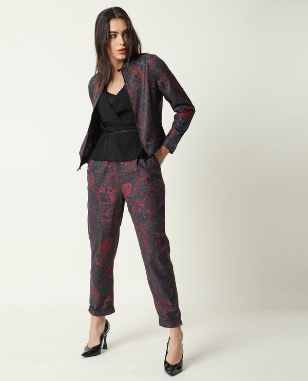 Rareism Women Croma Pink Trousers Cotton Fabric Printed