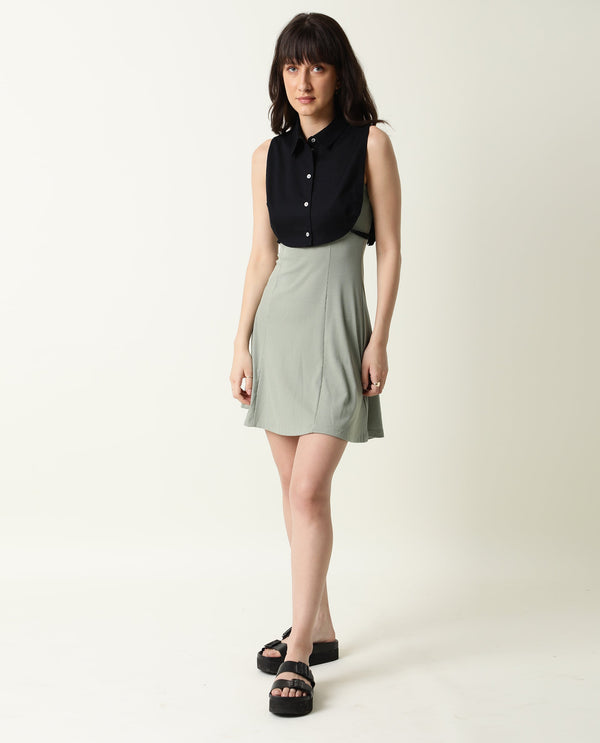 Rareism Womens Floret Black Over Layer Cotton Fabric Cropped Length Sleeveless Button Fastening Collar Neck