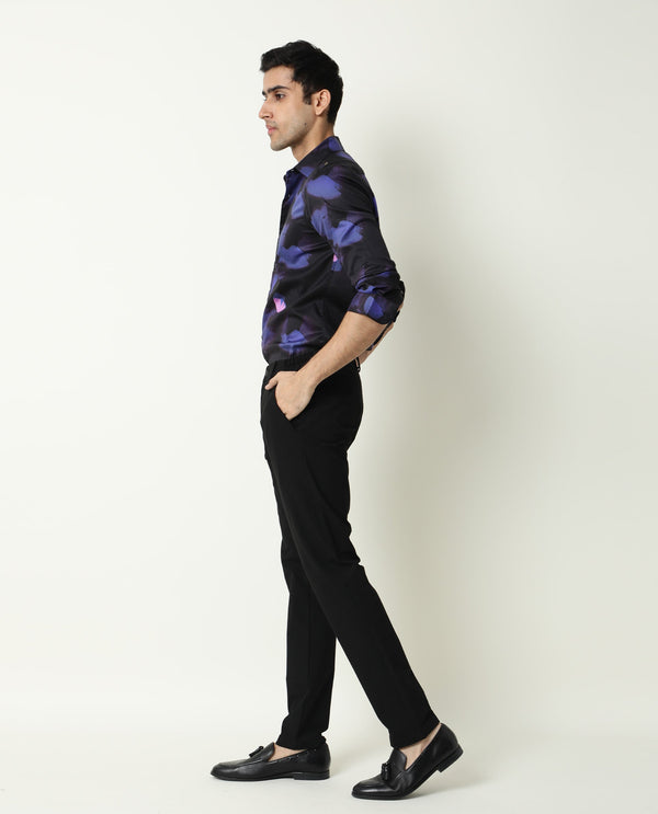 Rare Rabbit Men's Toforo Black Cotton Fabric Full Sleeves Abstract Print Shirt