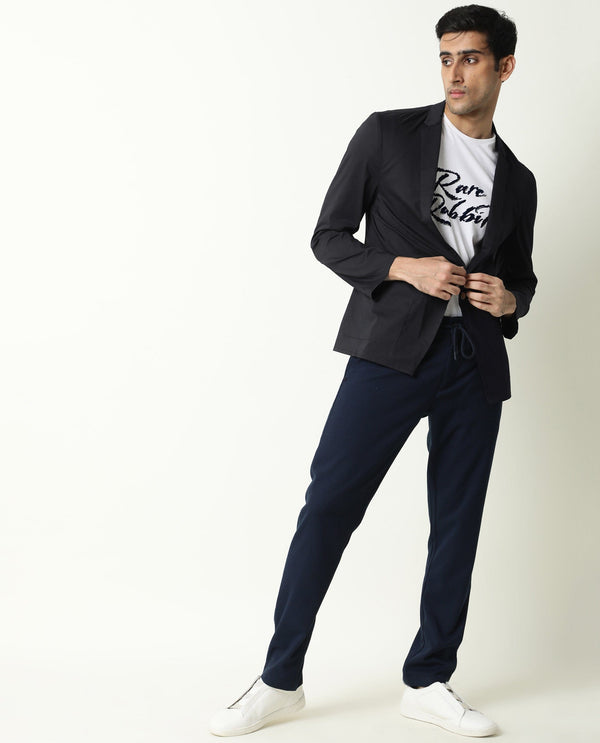Rare Rabbit Men's Glaze Black Plain Lightweight Blazer/Jacket
