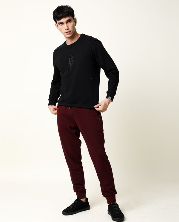 Rare Rabbit Men's Titan Maroon Cotton Polyester Fabric Relaxed Fit Mid Rise Track Pant