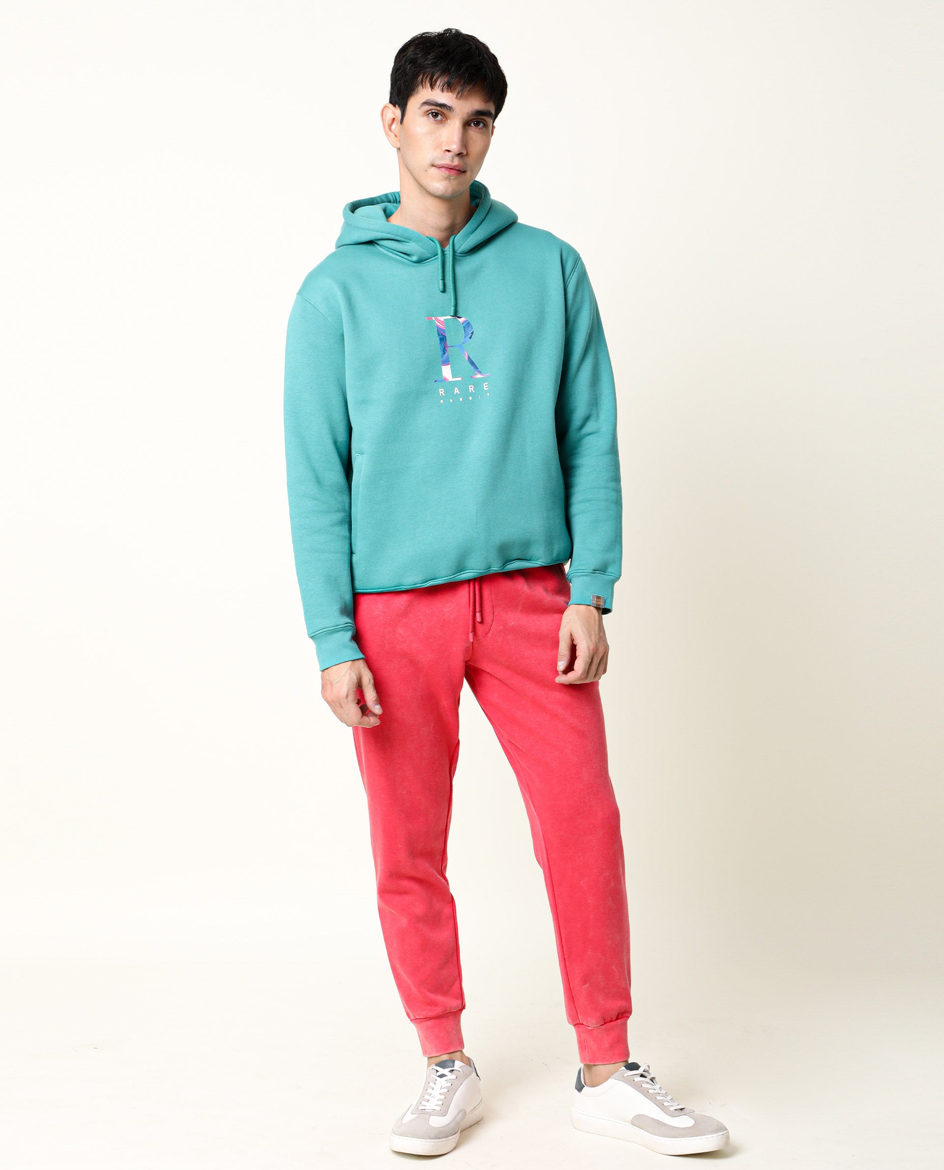 Rare Rabbit Men'S Titan Red Track Pant Cotton Polyester Fabric Broad Collar Drawstring Slim Fit