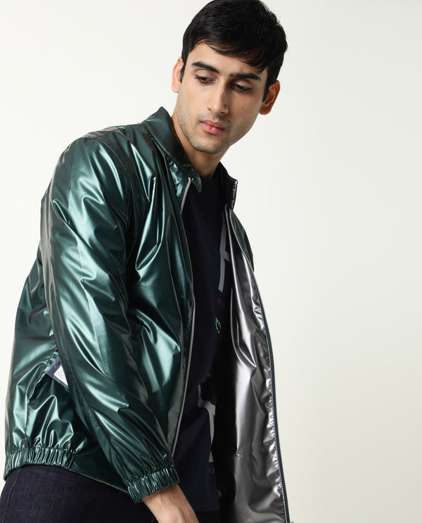 Rare Rabbit Men'S Adam Green Jacket Polyester Fabric Broad Collar Neck Full Sleeves
