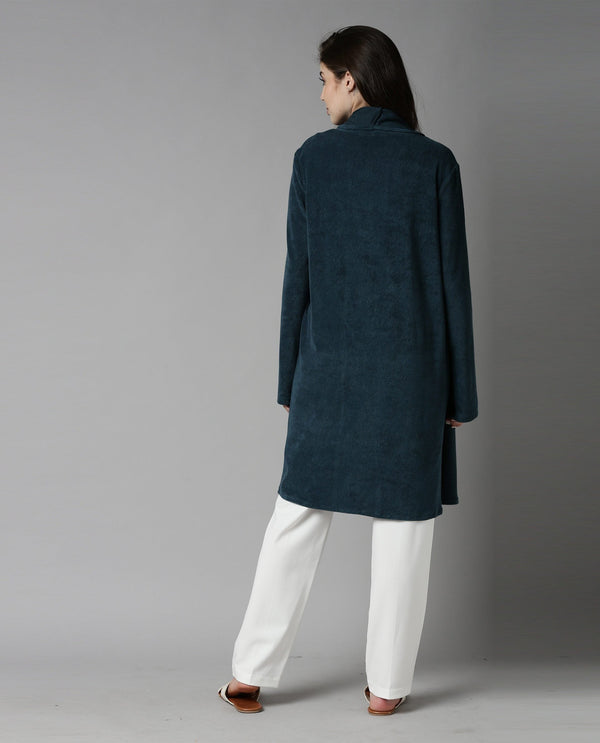 Rareism Women Sesh Blue Overlayer Knit Fabric Solid