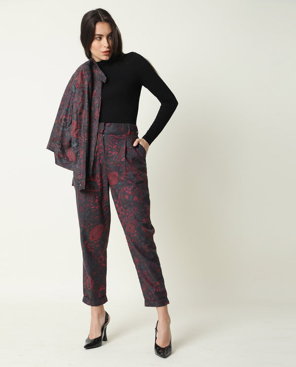 Rareism Women Croma Pink Trousers Cotton Fabric Printed