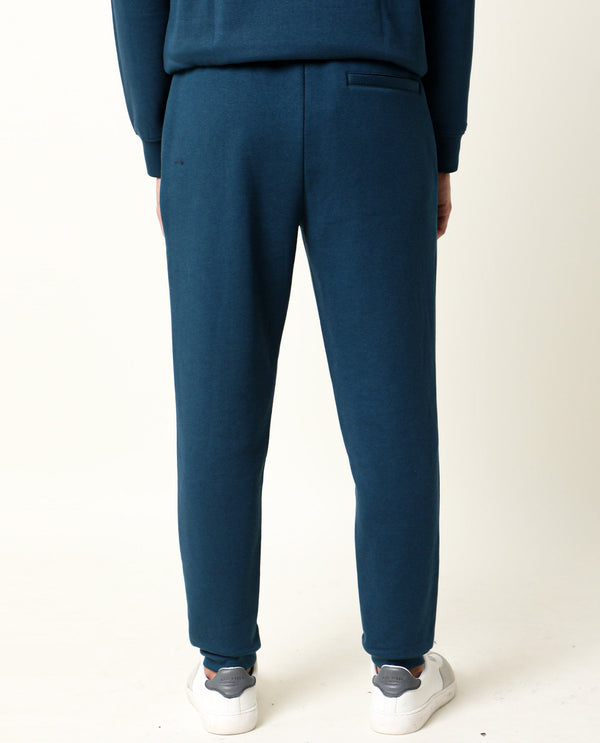 Rare Rabbit Men's Chase Petrol Cotton Polyester Fabric Relaxed Fit Mid Rise Track Pant