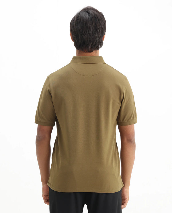 Rare Rabbit Men Mabe Light Green Short Sleeve Regular Collar Silicone Badge Branding Flat Knit Plain Polo