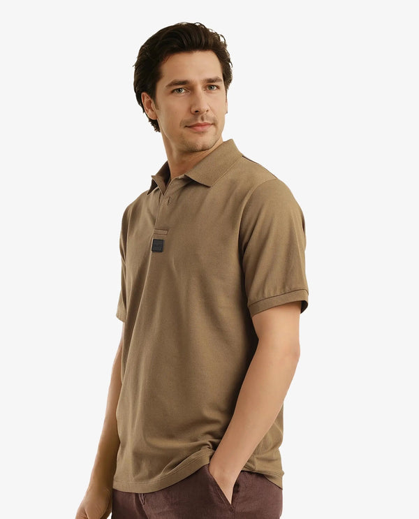 Rare Rabbit Men Mabe Light Green Short Sleeve Regular Collar Silicone Badge Branding Flat Knit Plain Polo