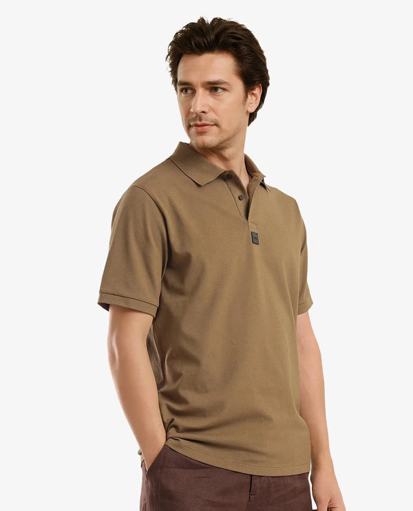 Rare Rabbit Men Mabe Light Green Short Sleeve Regular Collar Silicone Badge Branding Flat Knit Plain Polo