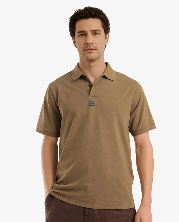 Rare Rabbit Men Mabe Light Green Short Sleeve Regular Collar Silicone Badge Branding Flat Knit Plain Polo