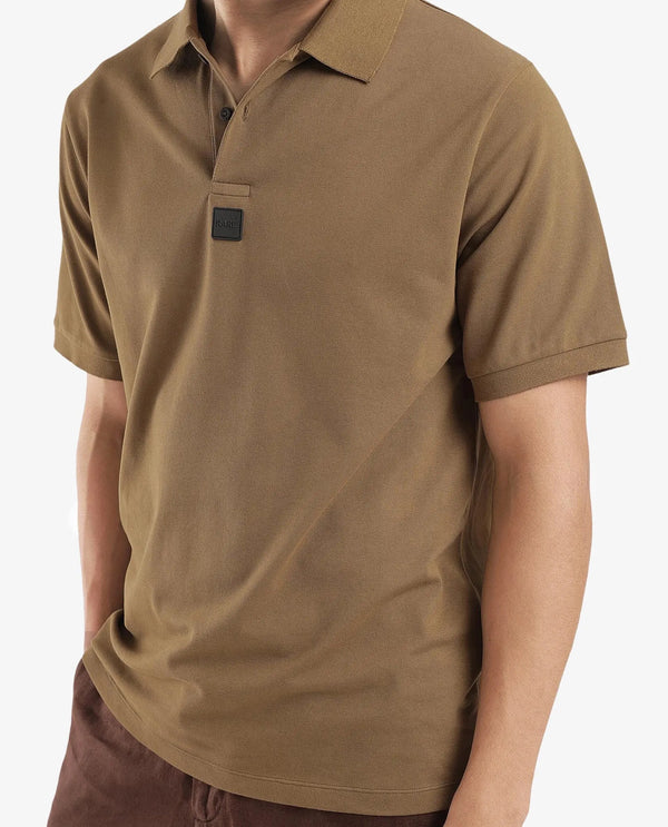 Rare Rabbit Men Mabe Light Green Short Sleeve Regular Collar Silicone Badge Branding Flat Knit Plain Polo