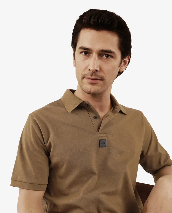 Rare Rabbit Men Mabe Light Green Short Sleeve Regular Collar Silicone Badge Branding Flat Knit Plain Polo