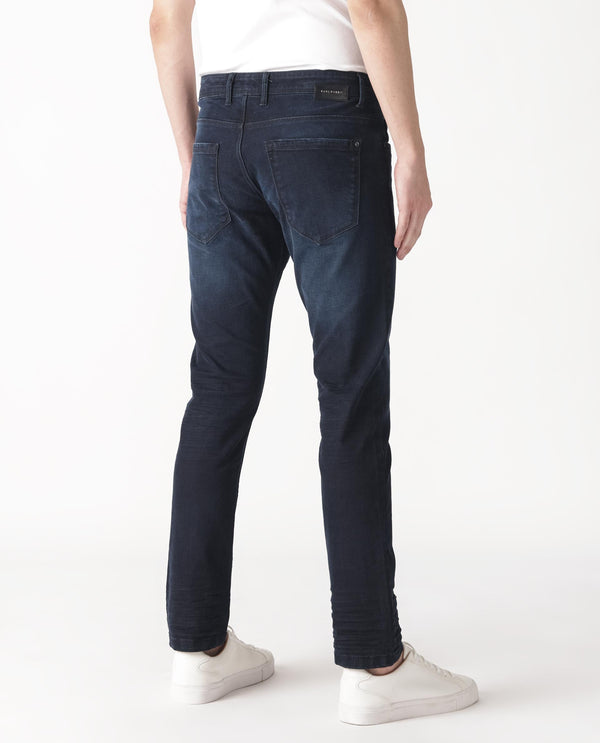 Rare Rabbit Men's Macher Dark Navy Dark Wash Mid-Rise Slim Fit Jeans