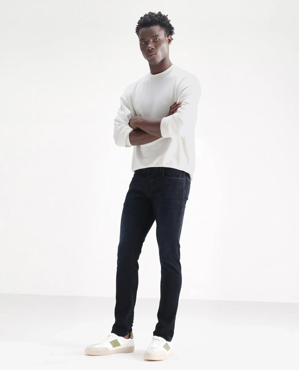 Rare Rabbit Men's Macher Dark Navy Dark Wash Mid-Rise Slim Fit Jeans