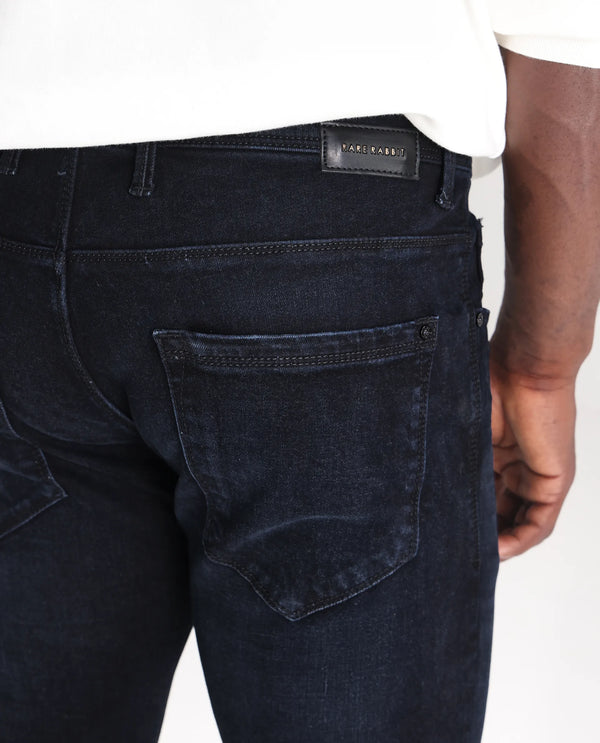 Rare Rabbit Men's Macher Dark Navy Dark Wash Mid-Rise Slim Fit Jeans