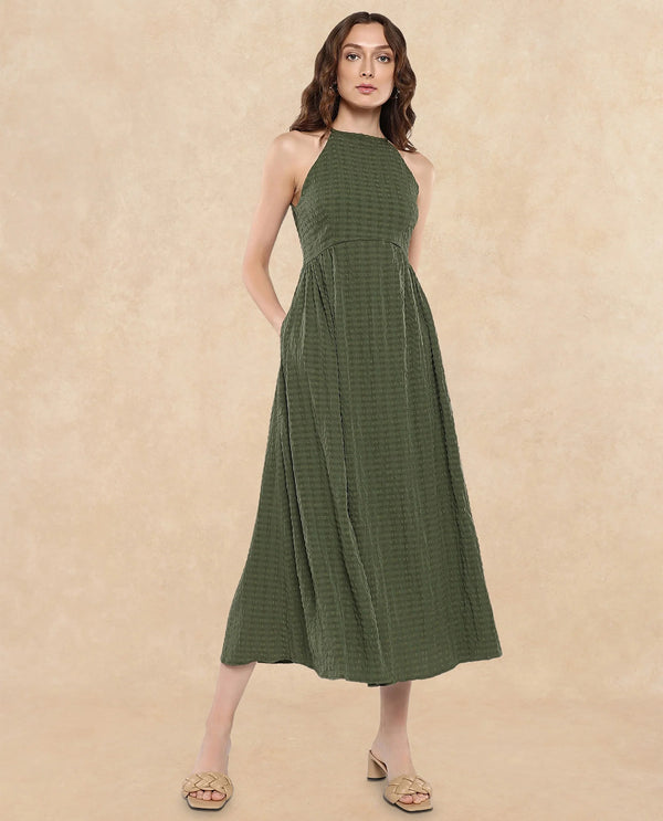 Rareism Women Macnica Olive Plain Dress