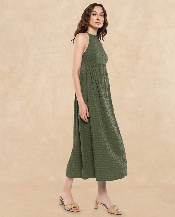 Rareism Women Macnica Olive Plain Dress