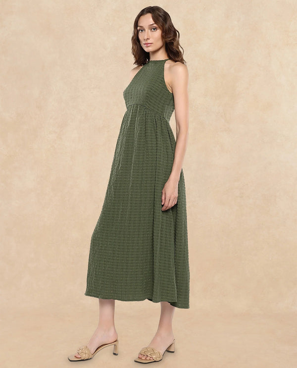 Rareism Women Macnica Olive Plain Dress