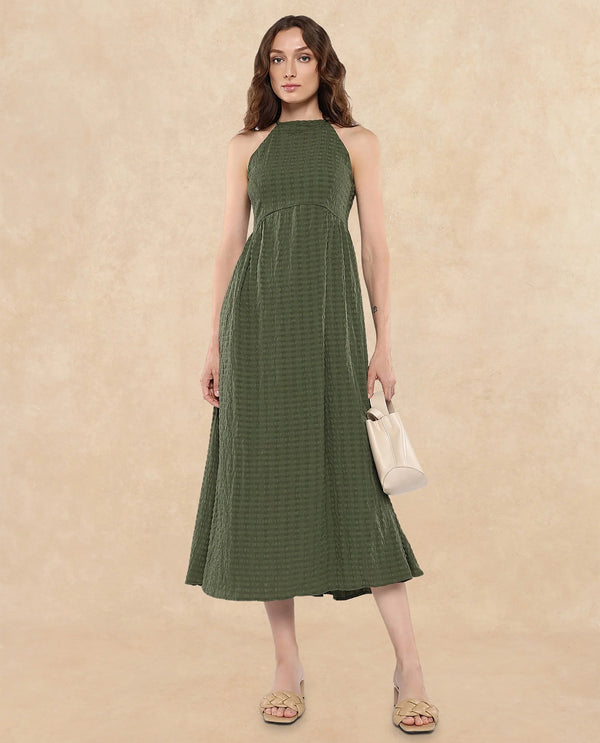 Rareism Women Macnica Olive Plain Dress