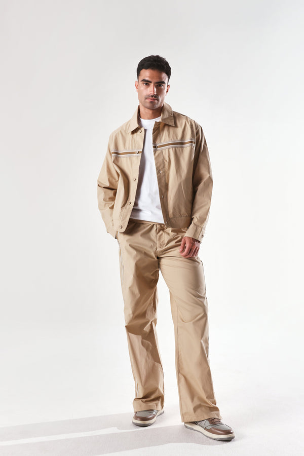 Rare Rabbit Men Macon-S Beige Cotton Fabric Full Sleeves Collared Neck Button Closure Plain Shirt