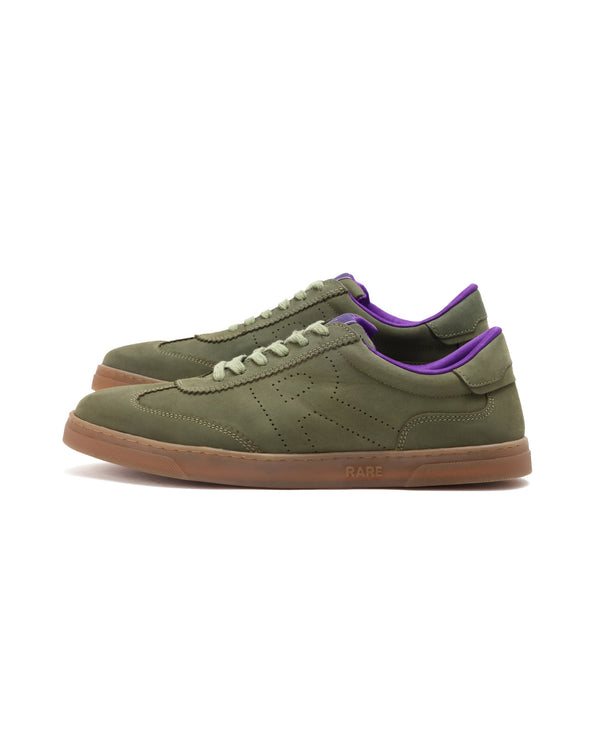 Rare Rabbit Mens Magellan Dark Green Premium Nubuck Lace Up Low Top Round Toe Sneaker Shoes