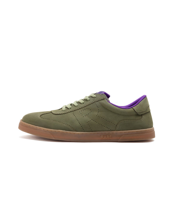 Rare Rabbit Mens Magellan Dark Green Premium Nubuck Lace Up Low Top Round Toe Sneaker Shoes