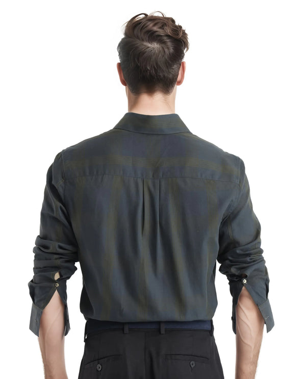 Rare Rabbit Men's Magone Dark Green Cotton Fabric Full Sleeve Collared Neck Checks Shirt