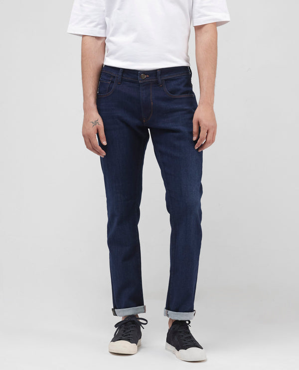 Rare Rabbit Mens Maiden Dark Blue Cotton Polyester Mid Rise Dark Wash Solid Slim Fit Jeans