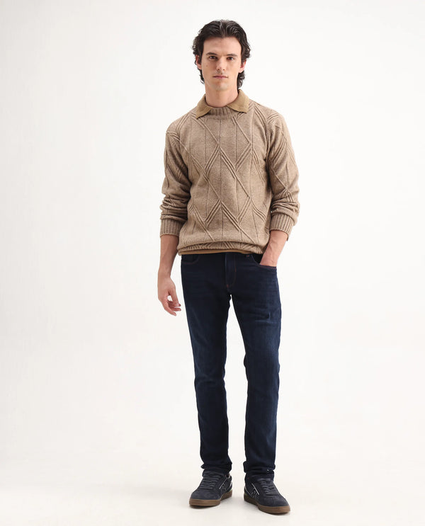 Rare Rabbit Mens Maiden Dark Blue Cotton Polyester Mid Rise Dark Wash Solid Slim Fit Jeans