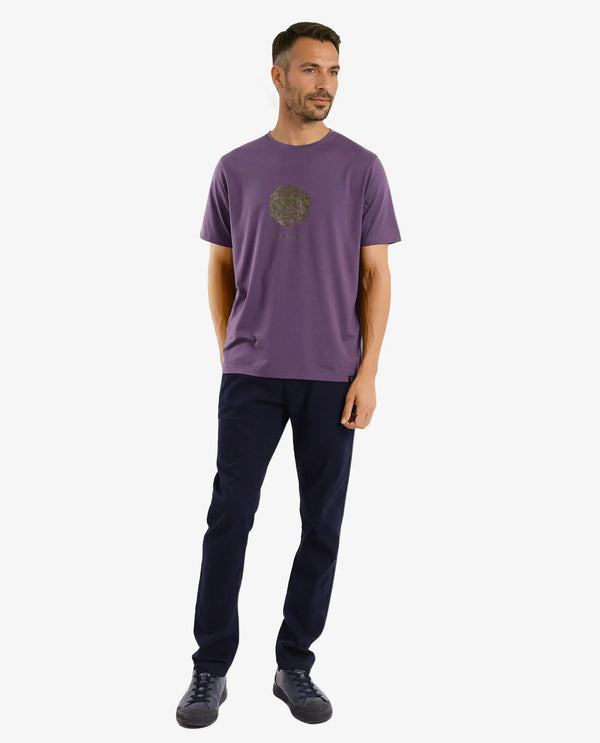 Rare Rabbit Men Make Purple Short Sleeve Crew Neck Graphic Print T-Shirt