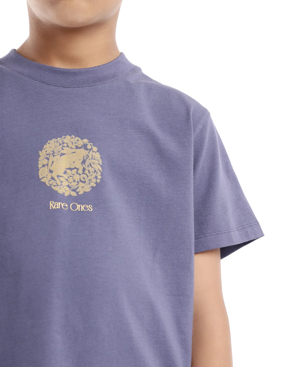 Rare Ones Kids Makes Purple Cotton Half Sleeves Crew Neck Embroidered T-Shirt