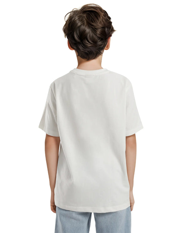 Rare Ones Kids Makes White Cotton Half Sleeves Crew Neck Graphic Print T-Shirt