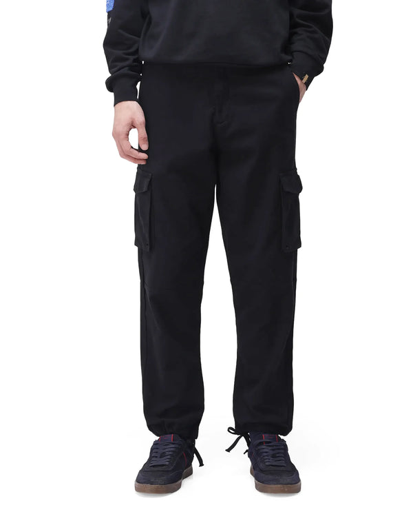 Rare Rabbit Men's Maks Black Drawstring Closure Mid-Rise Relaxed Fit Solid Trouser