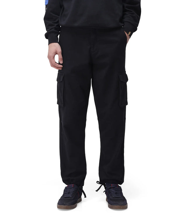 Rare Rabbit Men's Maks Black Drawstring Closure Mid-Rise Relaxed Fit Solid Trouser