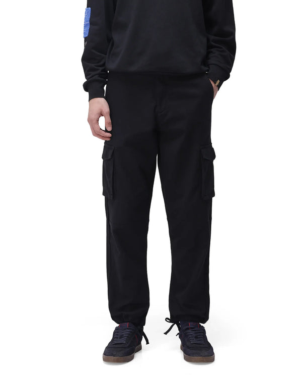 Rare Rabbit Men's Maks Black Drawstring Closure Mid-Rise Relaxed Fit Solid Trouser