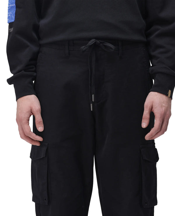 Rare Rabbit Men's Maks Black Drawstring Closure Mid-Rise Relaxed Fit Solid Trouser