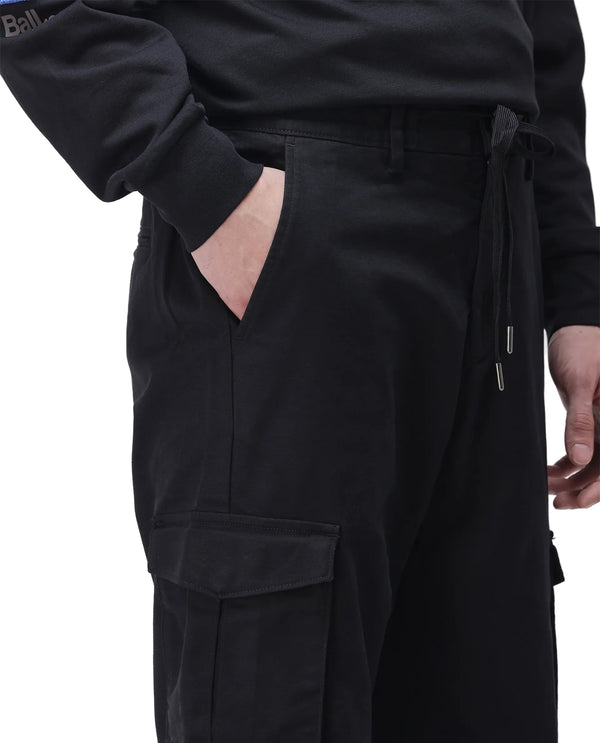 Rare Rabbit Men's Maks Black Drawstring Closure Mid-Rise Relaxed Fit Solid Trouser