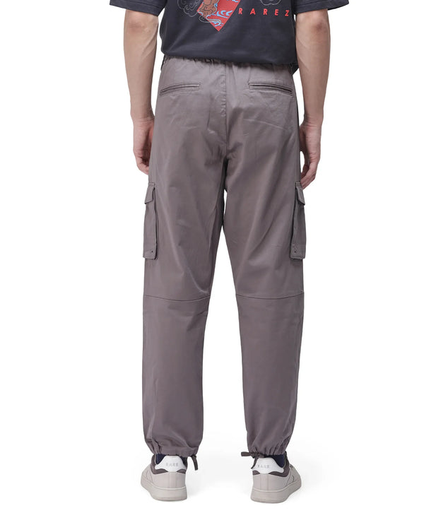 Rare Rabbit Men's Maks Dark Grey Drawstring Closure Mid-Rise Relaxed Fit Solid Trouser