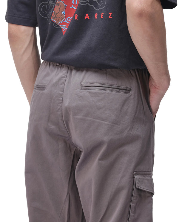 Rare Rabbit Men's Maks Dark Grey Drawstring Closure Mid-Rise Relaxed Fit Solid Trouser